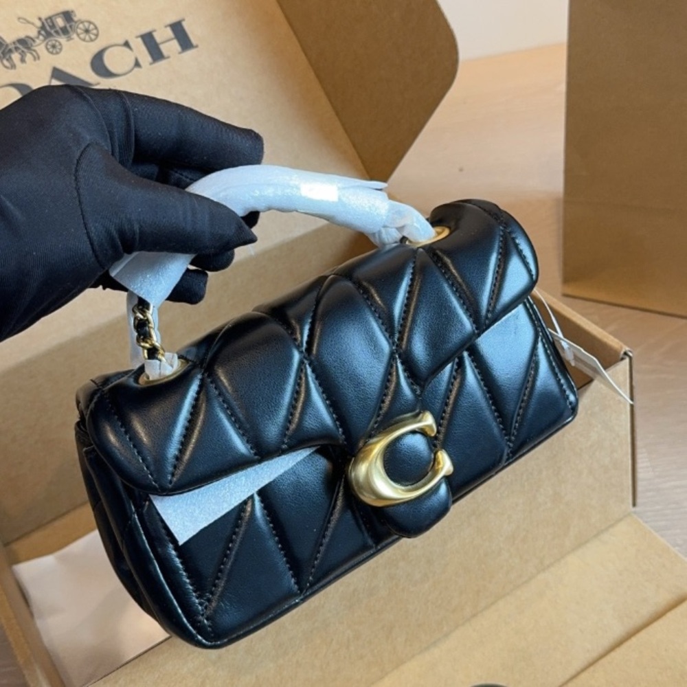 Coach Tabby Mini Quilted Leather Shoulder Crossbody Bag Black